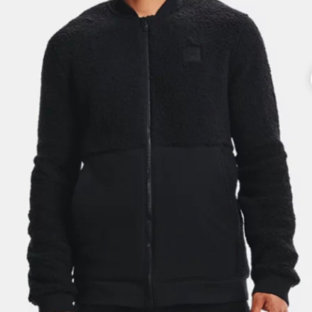 UNDER ARMOUR Men Size 1366717 001 Sherpa Bomber Jacket Black Ultra-soft Comfort